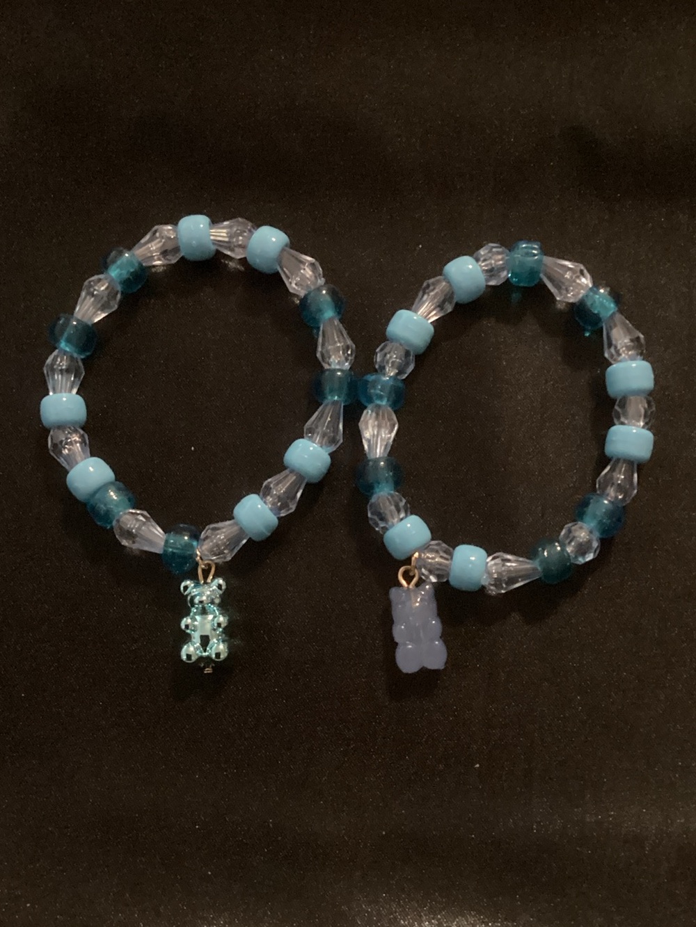 Blue Beaded Gummy Bear Charm Bracelets